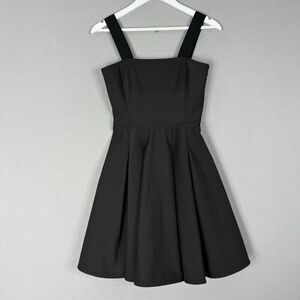 Armani Exchange Womens Dress 2 Black Pleated Skater Cocktail Ponte LBD Luxury